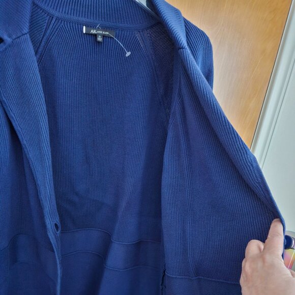DONATED: AK Anne Klein Blue Ribbed Cardigan Sweater – 1X - Picture 8 of 16